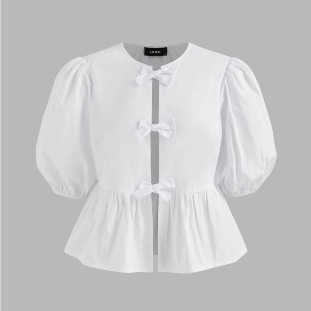 Cider Chic White Puff Sleeve Top Medium